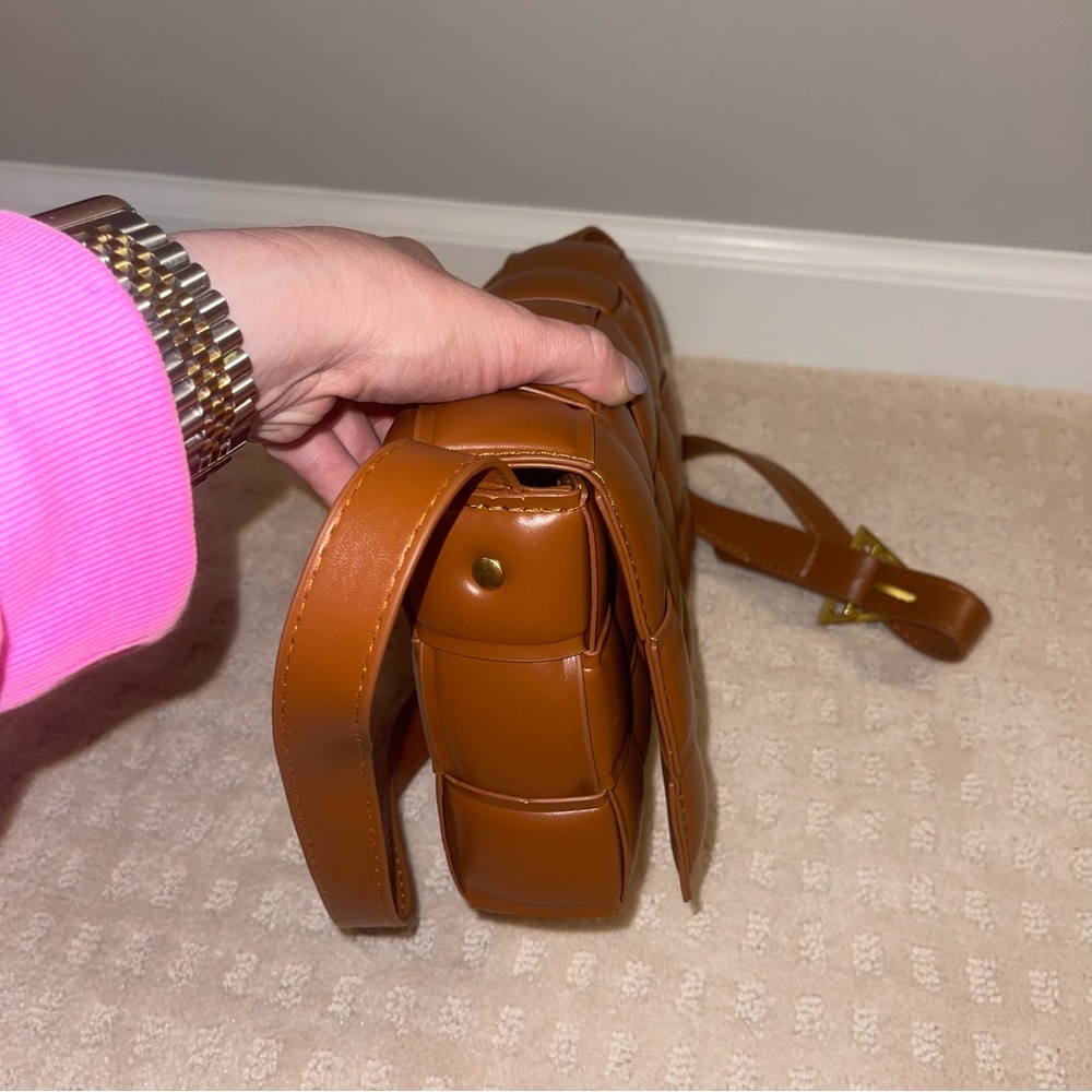 Amazon Brown Woven Leather Crossbody Bag - Picture 6 of 15